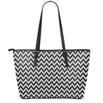 Pixel Zigzag Pattern Print Leather Tote Bag