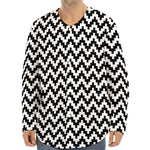 Pixel Zigzag Pattern Print Long Sleeve Baseball Jersey