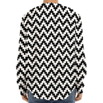 Pixel Zigzag Pattern Print Long Sleeve Baseball Jersey