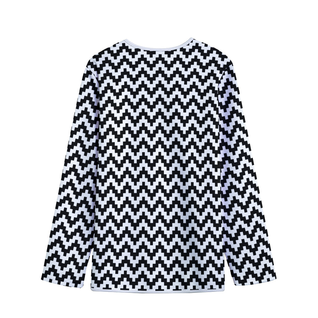Pixel Zigzag Pattern Print Long Sleeve Short Coat