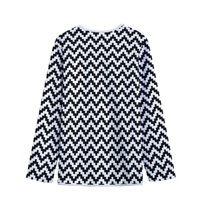 Pixel Zigzag Pattern Print Long Sleeve Short Coat