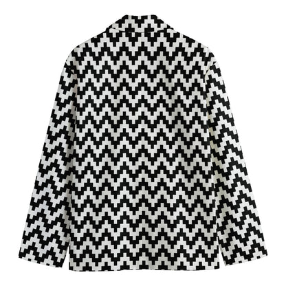 Pixel Zigzag Pattern Print Men's Blazer