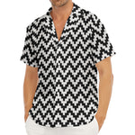 Pixel Zigzag Pattern Print Men's Deep V-Neck Shirt