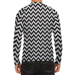 Pixel Zigzag Pattern Print Men's Long Sleeve Rash Guard