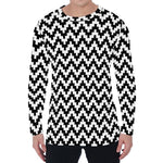 Pixel Zigzag Pattern Print Men's Long Sleeve T-Shirt