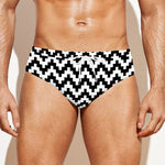 Pixel Zigzag Pattern Print Men's Swim Briefs
