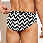 Pixel Zigzag Pattern Print Men's Swim Briefs
