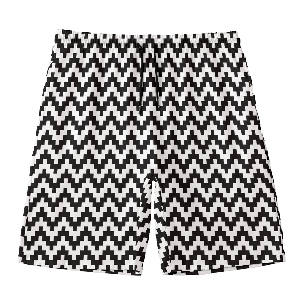 Pixel Zigzag Pattern Print Men's Swim Trunks