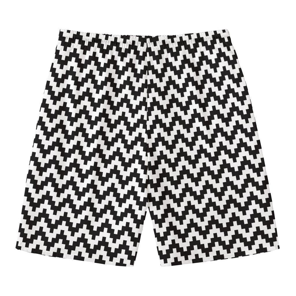 Pixel Zigzag Pattern Print Men's Swim Trunks