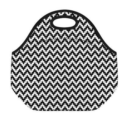 Pixel Zigzag Pattern Print Neoprene Lunch Bag