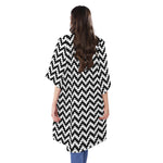 Pixel Zigzag Pattern Print Open Front Beach Cover Up