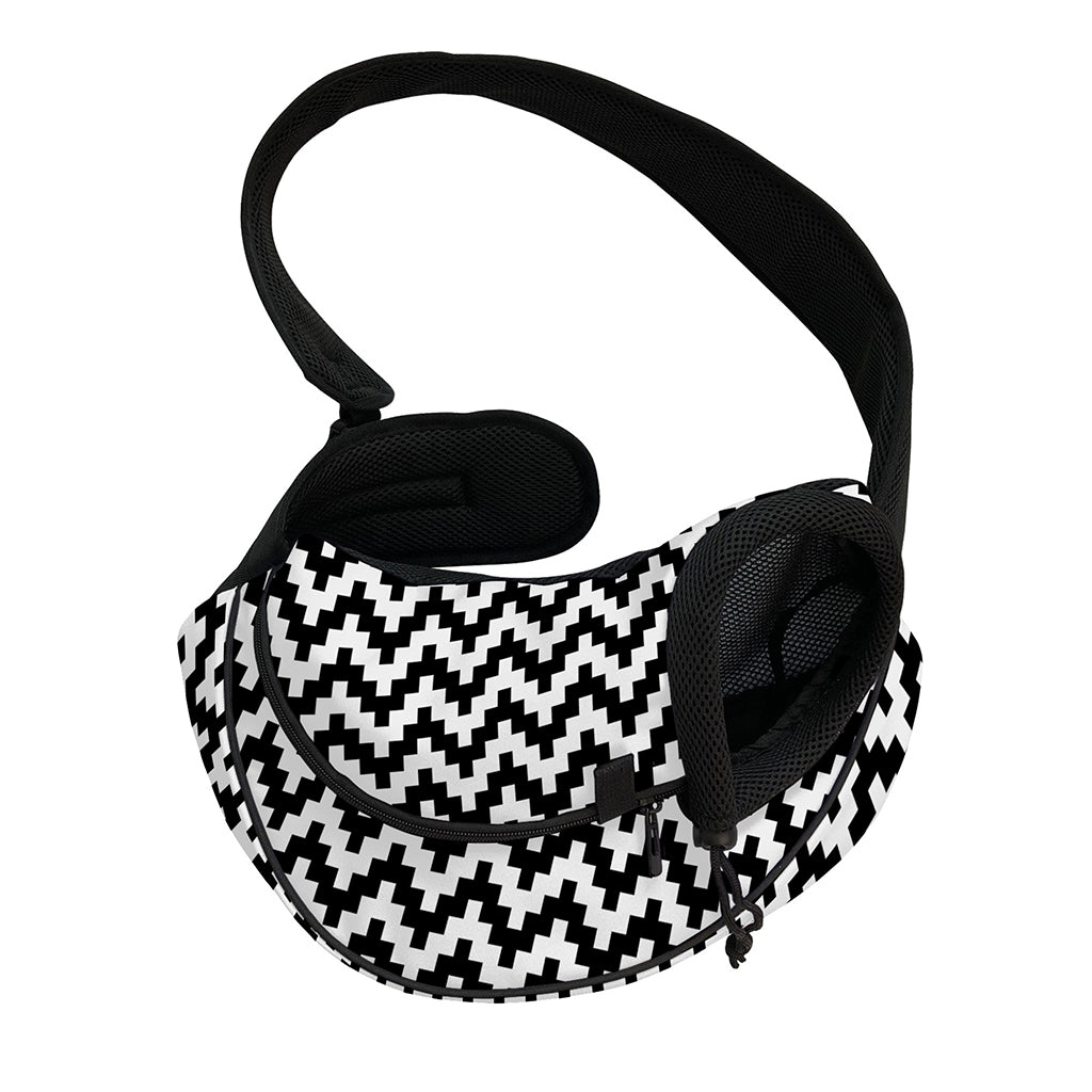 Pixel Zigzag Pattern Print Pet Sling Carrier