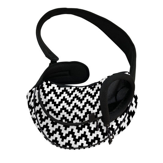Pixel Zigzag Pattern Print Pet Sling Carrier