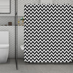 Pixel Zigzag Pattern Print Polyester Shower Curtain