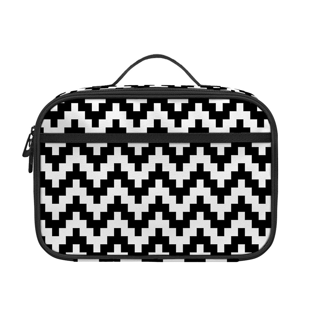Pixel Zigzag Pattern Print Portable Lunch Bag