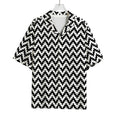 Pixel Zigzag Pattern Print Rayon Hawaiian Shirt