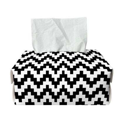 Pixel Zigzag Pattern Print Rectangle Tissue Box Cover