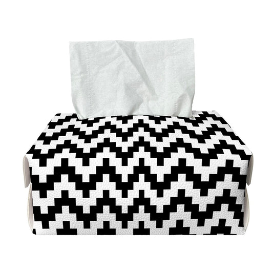 Pixel Zigzag Pattern Print Rectangle Tissue Box Cover