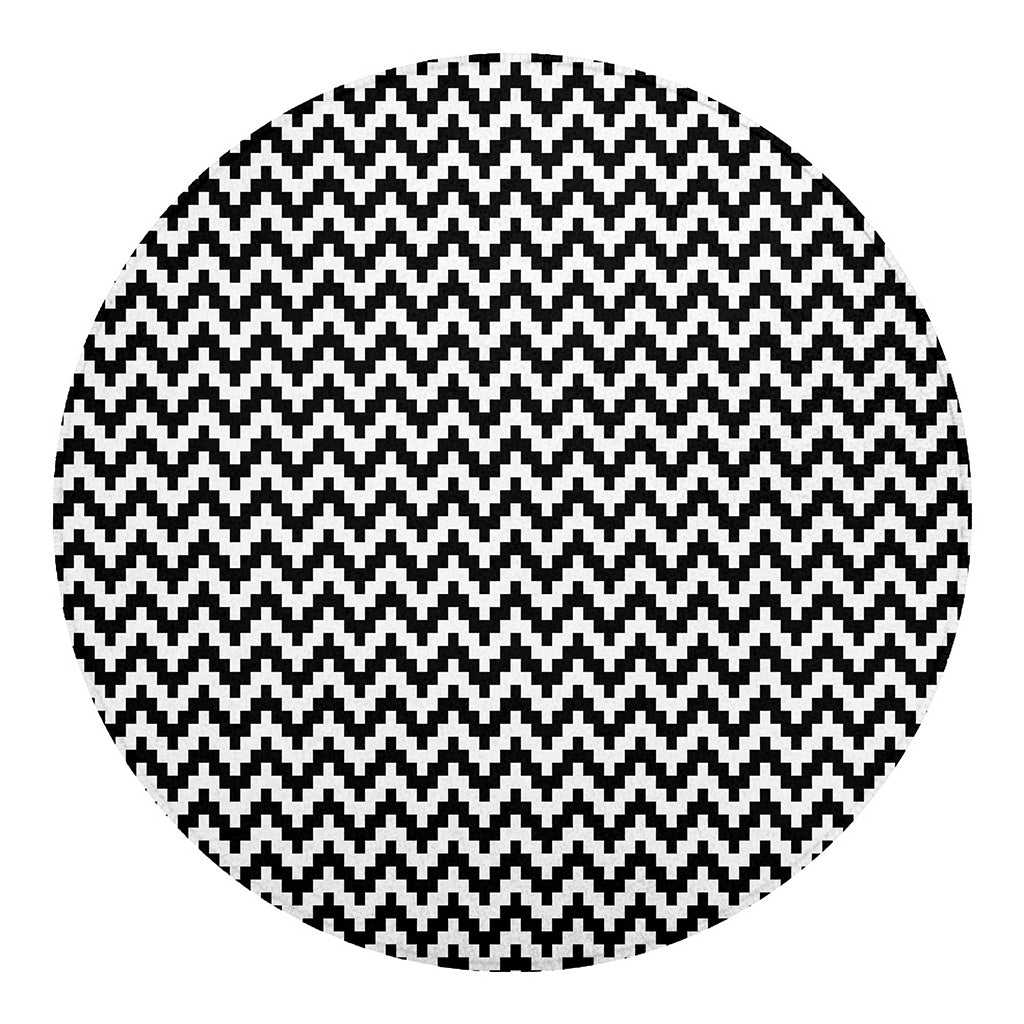 Pixel Zigzag Pattern Print Round Blanket