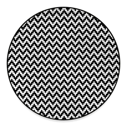 Pixel Zigzag Pattern Print Round Floor Mat
