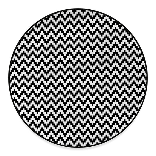 Pixel Zigzag Pattern Print Round Floor Mat