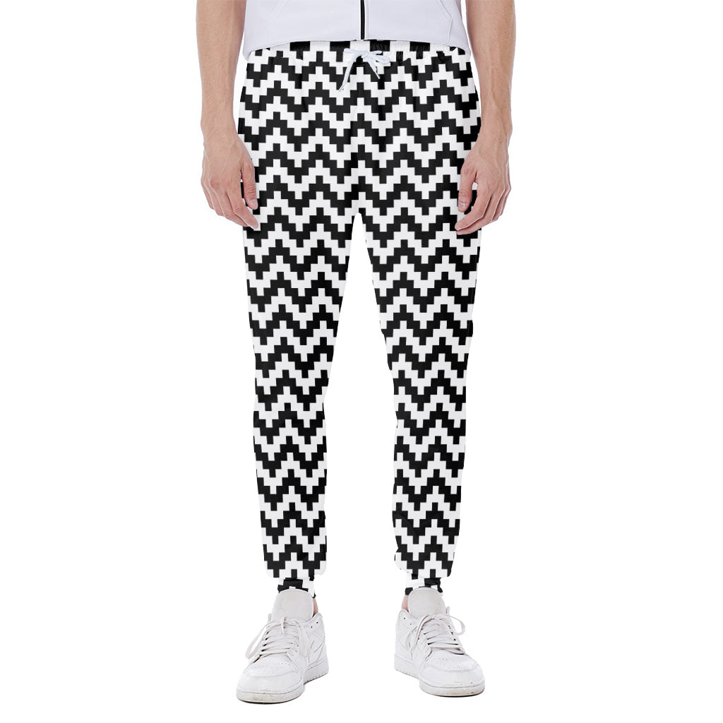 Pixel Zigzag Pattern Print Scuba Joggers