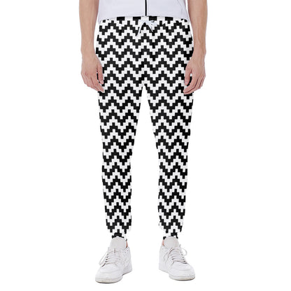 Pixel Zigzag Pattern Print Scuba Joggers