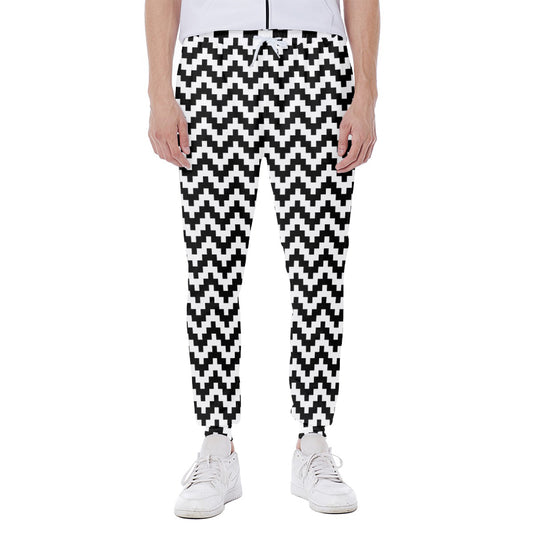 Pixel Zigzag Pattern Print Scuba Joggers