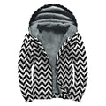 Pixel Zigzag Pattern Print Sherpa Lined Zip Up Hoodie