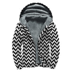 Pixel Zigzag Pattern Print Sherpa Lined Zip Up Hoodie