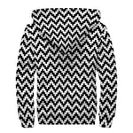 Pixel Zigzag Pattern Print Sherpa Lined Zip Up Hoodie