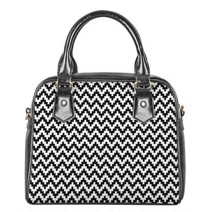 Pixel Zigzag Pattern Print Shoulder Handbag