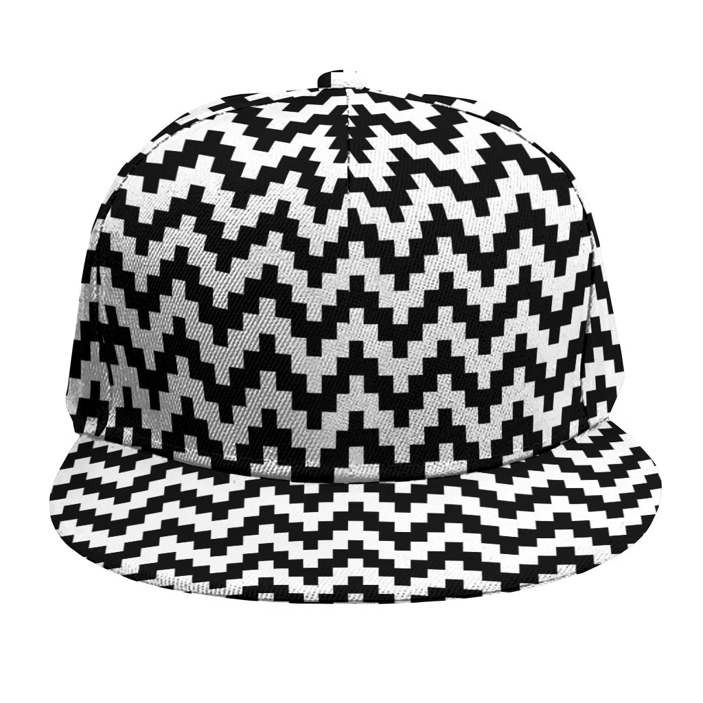 Pixel Zigzag Pattern Print Snapback Cap