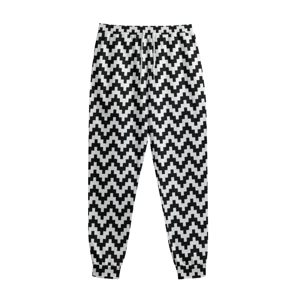 Pixel Zigzag Pattern Print Sweatpants