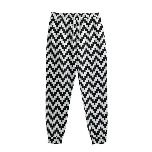 Pixel Zigzag Pattern Print Sweatpants