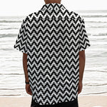 Pixel Zigzag Pattern Print Textured Short Sleeve Shirt