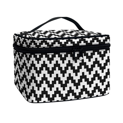 Pixel Zigzag Pattern Print Travel Makeup Bag