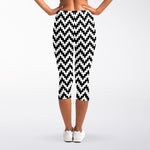 Pixel Zigzag Pattern Print Women's Capri Leggings