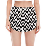 Pixel Zigzag Pattern Print Women's Split Running Shorts