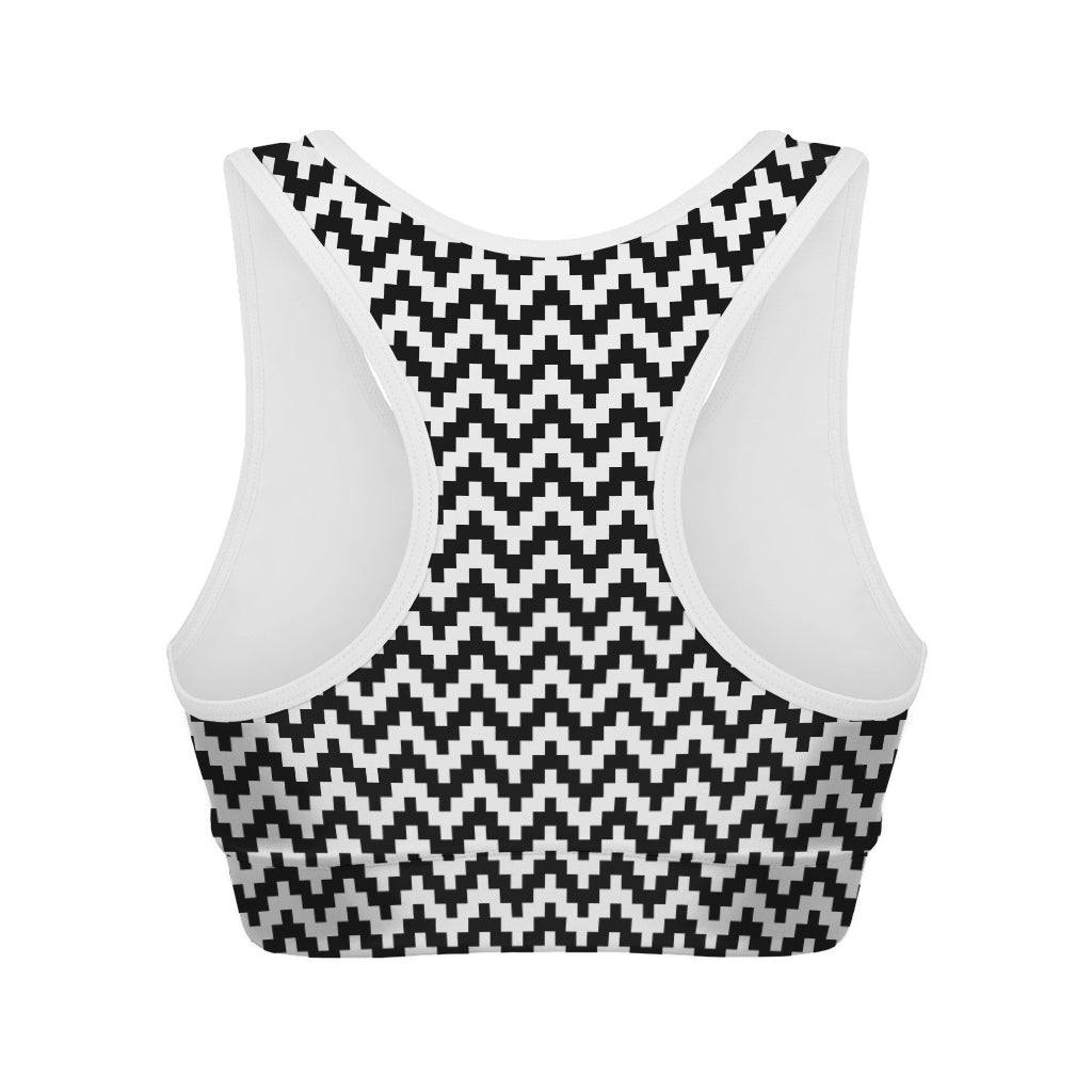Pixel Zigzag Pattern Print Women's Sports Bra