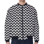 Pixel Zigzag Pattern Print Zip Sleeve Bomber Jacket
