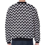 Pixel Zigzag Pattern Print Zip Sleeve Bomber Jacket