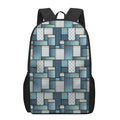 Plaid And Denim Patchwork Pattern Print 17 Inch Backpack