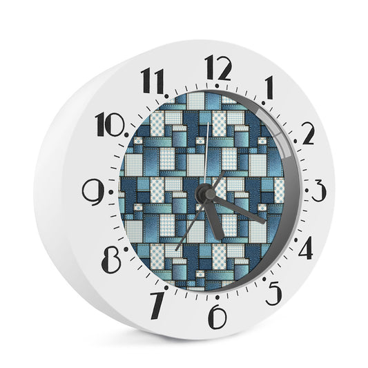 Plaid And Denim Patchwork Pattern Print Alarm Clock
