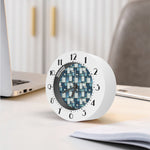 Plaid And Denim Patchwork Pattern Print Alarm Clock