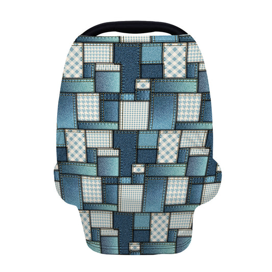 Plaid And Denim Patchwork Pattern Print Baby Seat Cover