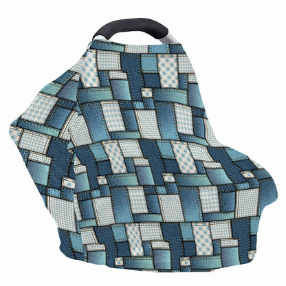 Plaid And Denim Patchwork Pattern Print Baby Seat Cover