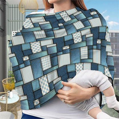 Plaid And Denim Patchwork Pattern Print Baby Seat Cover