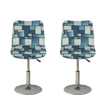 Plaid And Denim Patchwork Pattern Print Bar Stool Covers