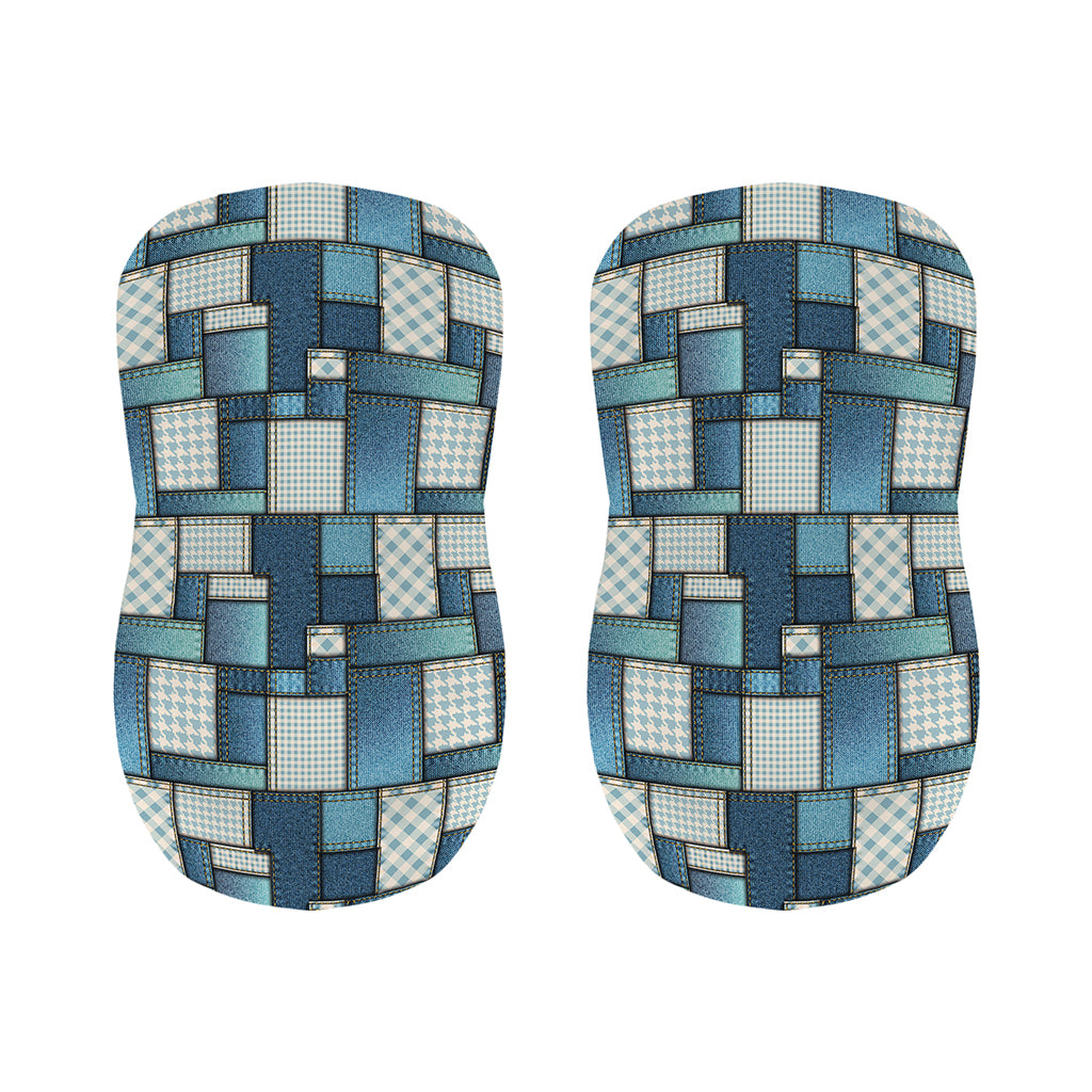 Plaid And Denim Patchwork Pattern Print Bar Stool Covers